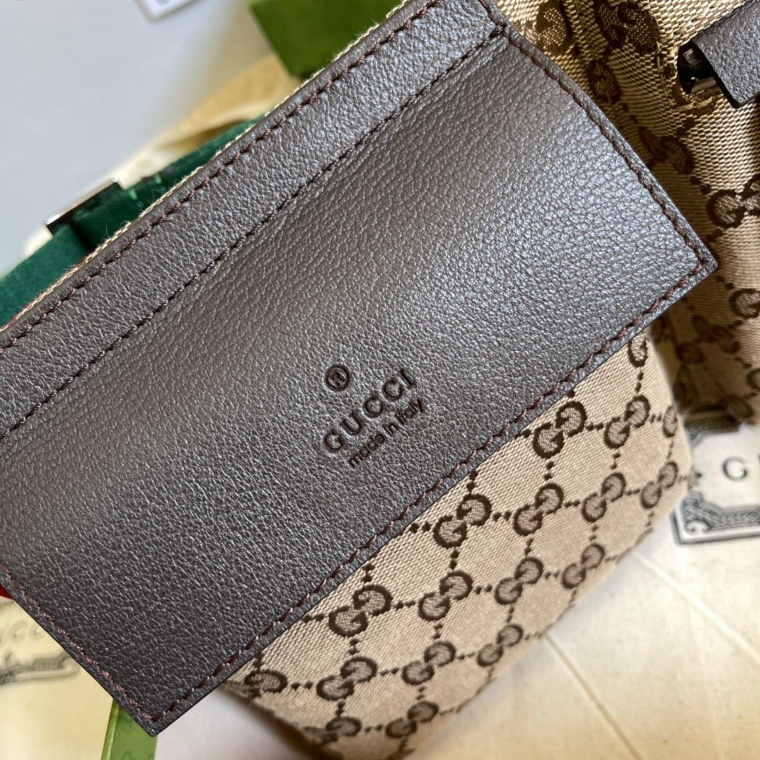 gg Supreme Two Pocket Waist Canvas Brown Beige Accessory