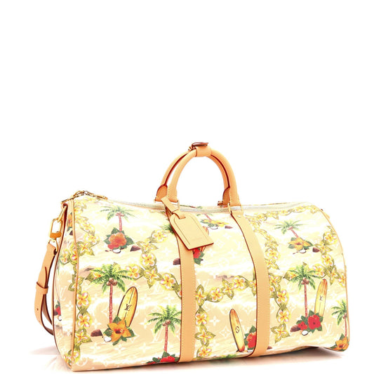 Louis Vuitton Keepall Bandouliere Bag Pharrell Williams Surfin Coated Canvas Monogram Travel Bag