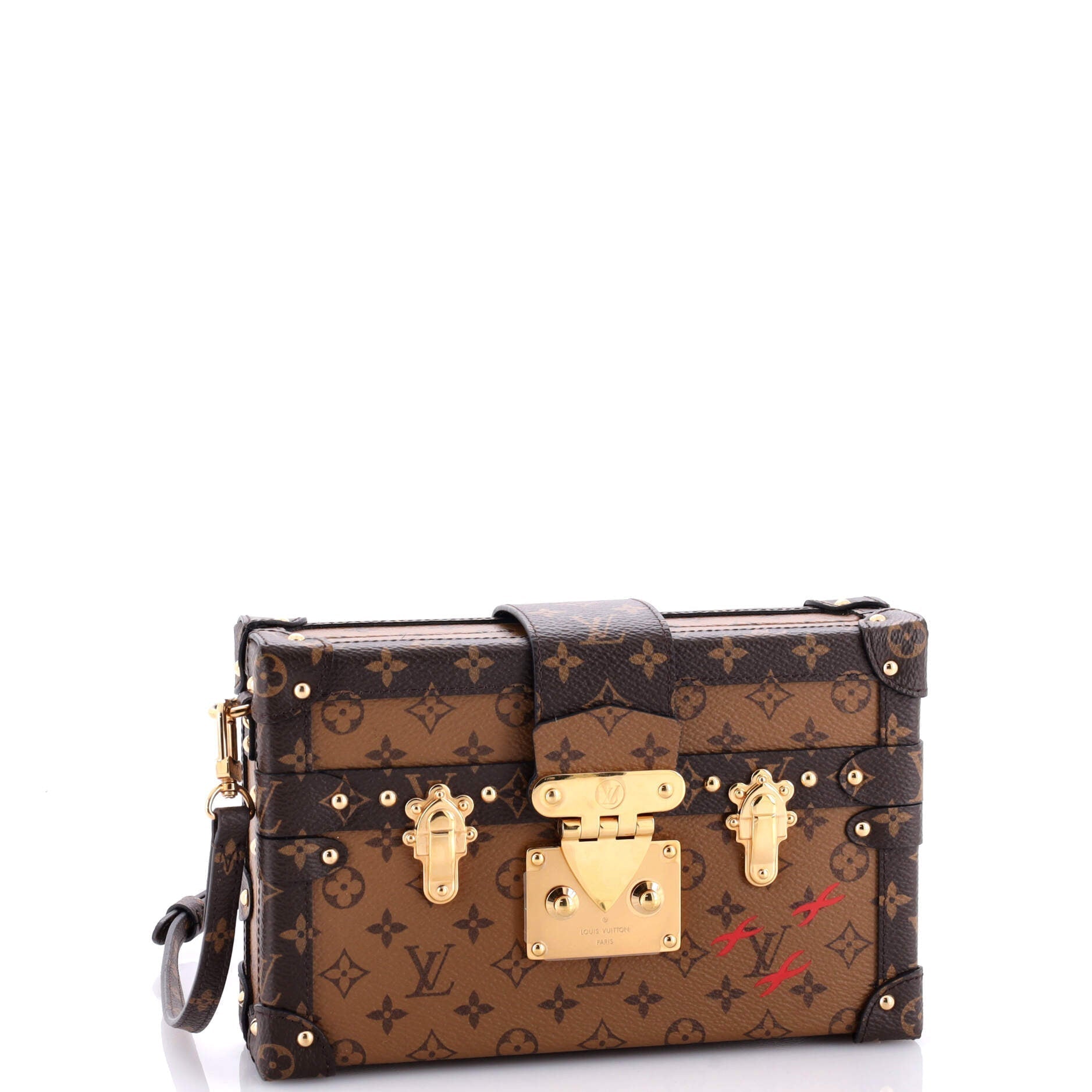 Louis Vuitton Petite Malle Handbag Reverse Canvas Monogram Clutch Bag Canvas 2949984