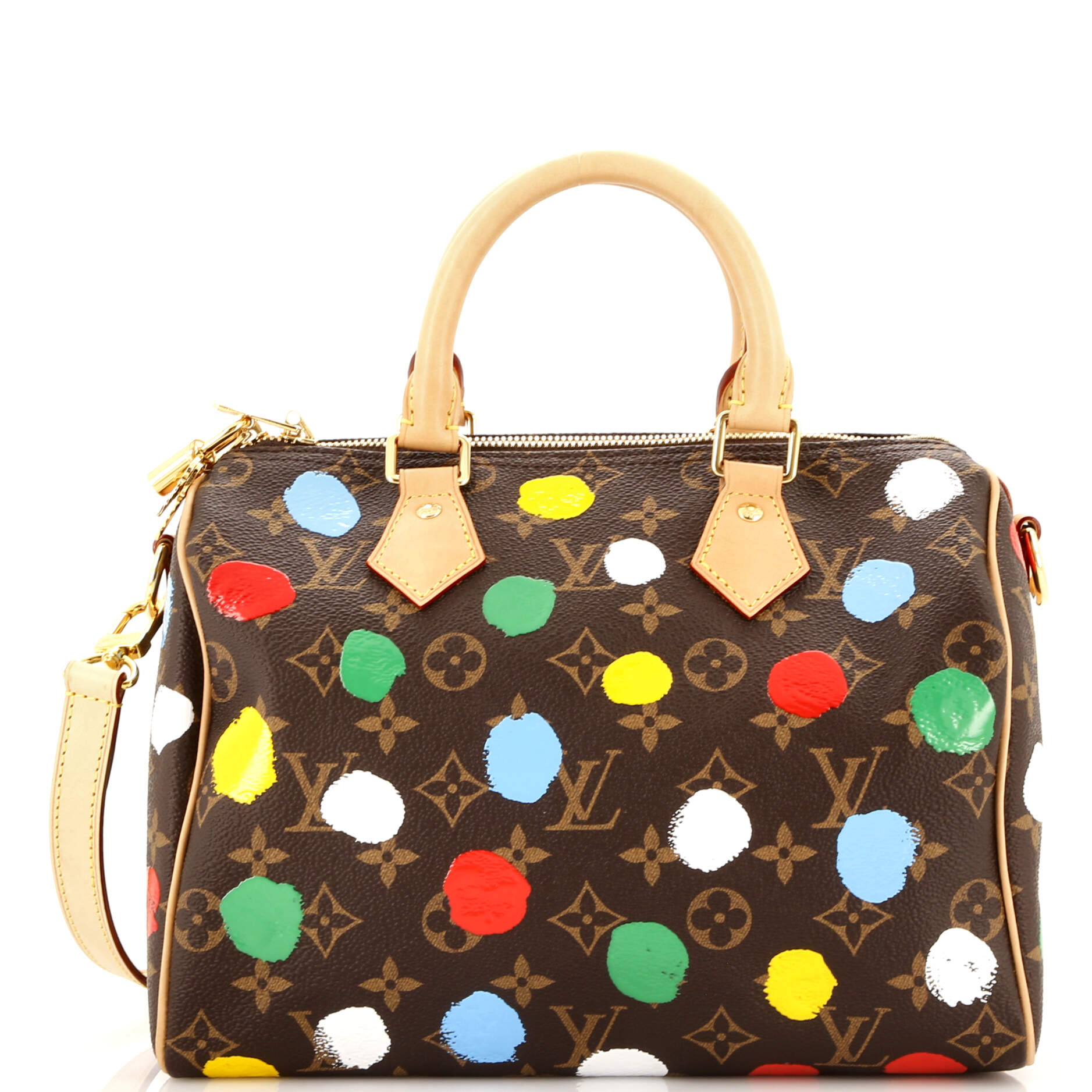 Louis Vuitton Speedy Bandouliere Bag Yayoi Kusama Painted Dots Canvas Monogram Shoulder Bag