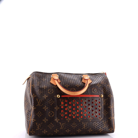 Louis Vuitton Speedy Handbag Perforated Canvas Monogram Travel Bag