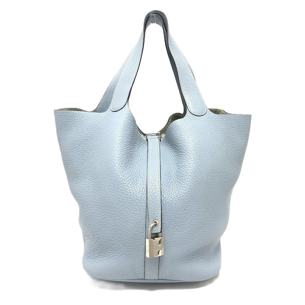 Hermes Handbag Taurillon Clemence Picotan Lock Gm Blue Travel Bag