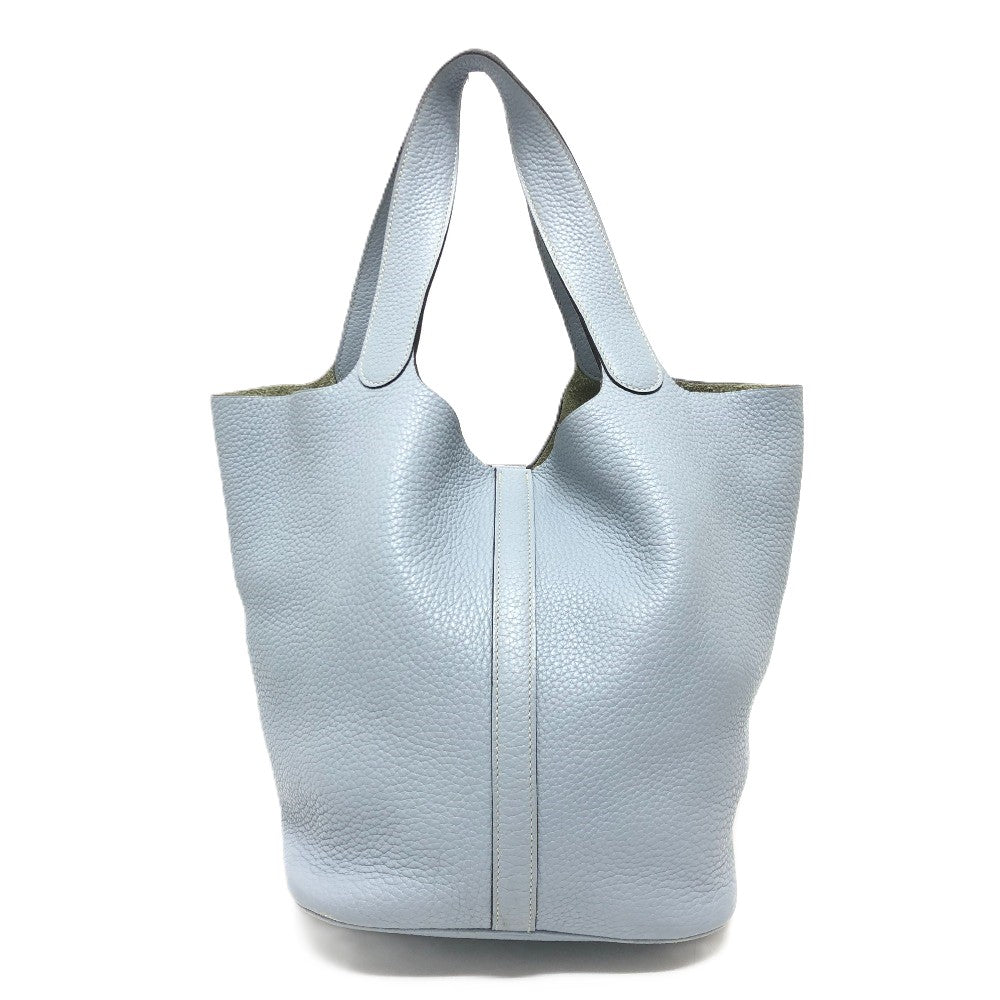 Taurillon Clemence Picotan Lock Gm Blue Travel Bag