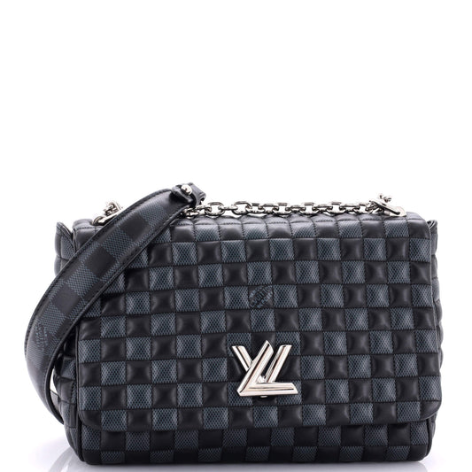 Louis Vuitton Twist Handbag Damier Calf Mm Leather Quilted Shoulder Bag