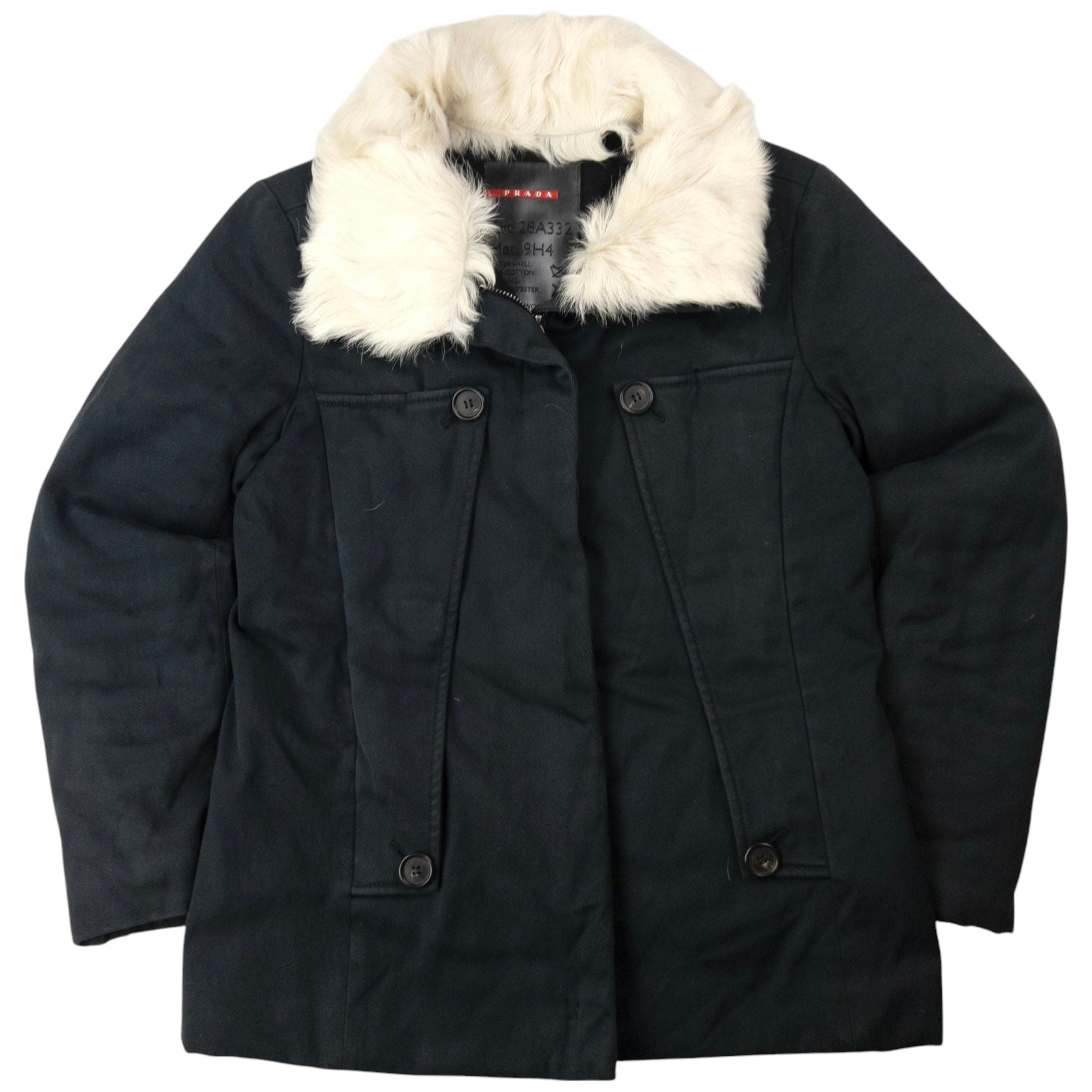 Prada Handbag Sport Fur Collar Jacket Womens Black