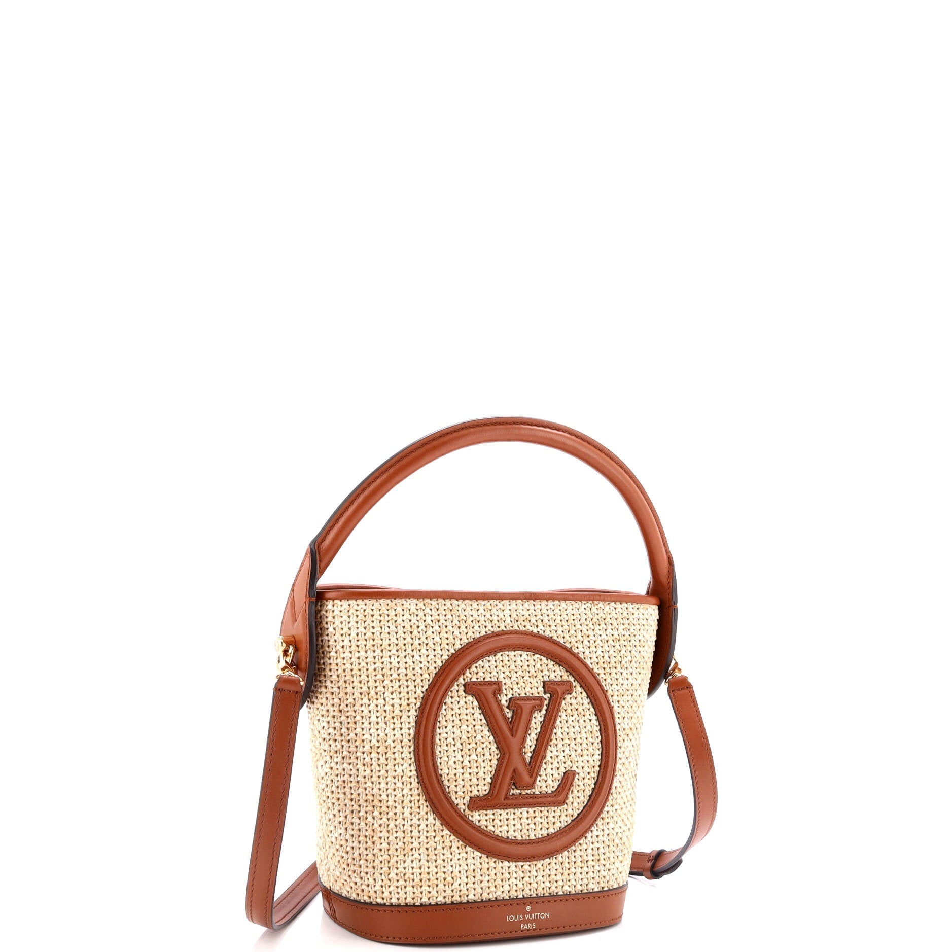 Louis Vuitton Petit Nm Bag With Leather Raffia Bucket Bag