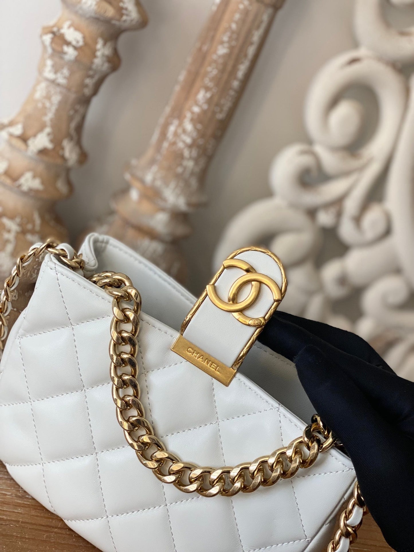 Chlsmall Hobo Bag Hardware For Women Handbags White Gold Shoulder Bag