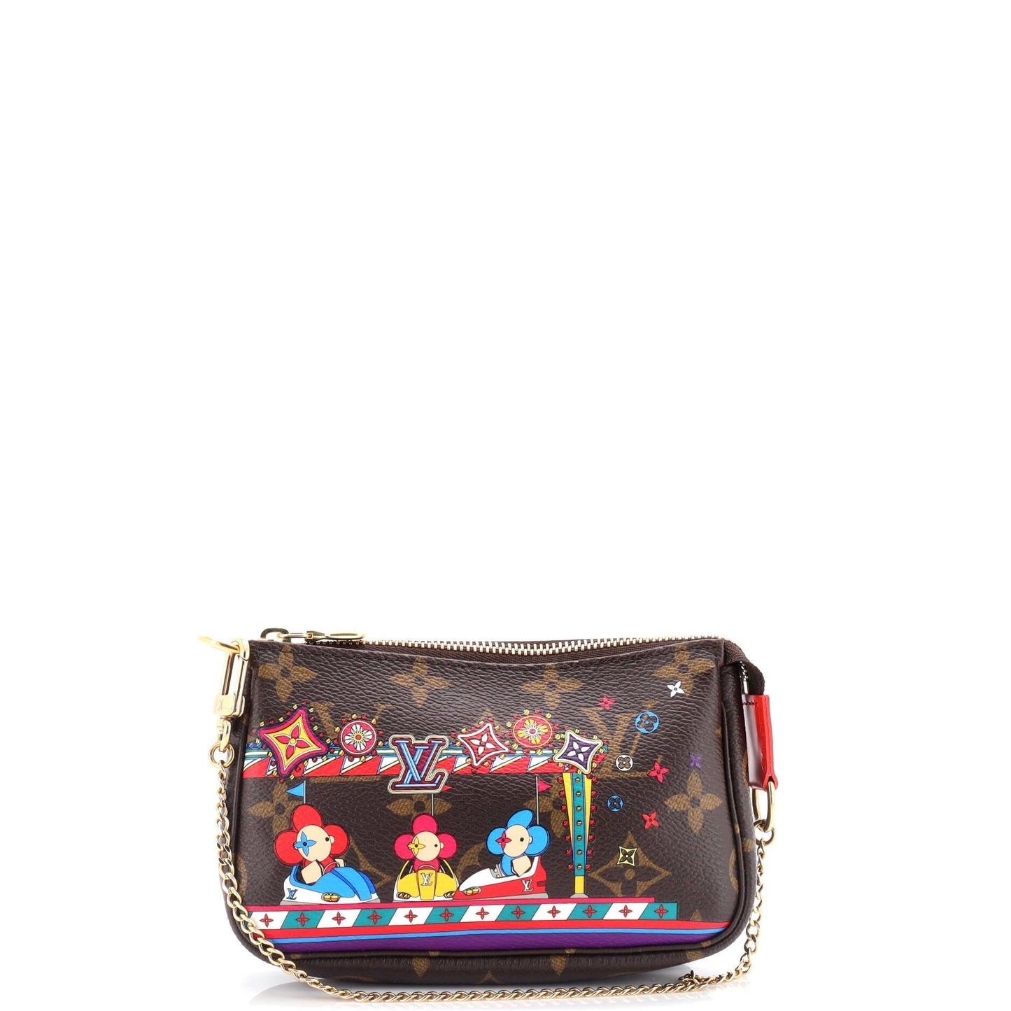 Louis Vuitton Pochette Accessoires Limited Edition Vivienne Xmas Clutch Canvas Monogram Clutch Bag
