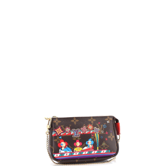 Louis Vuitton Pochette Accessoires Limited Edition Vivienne Xmas Clutch Canvas Monogram Clutch Bag
