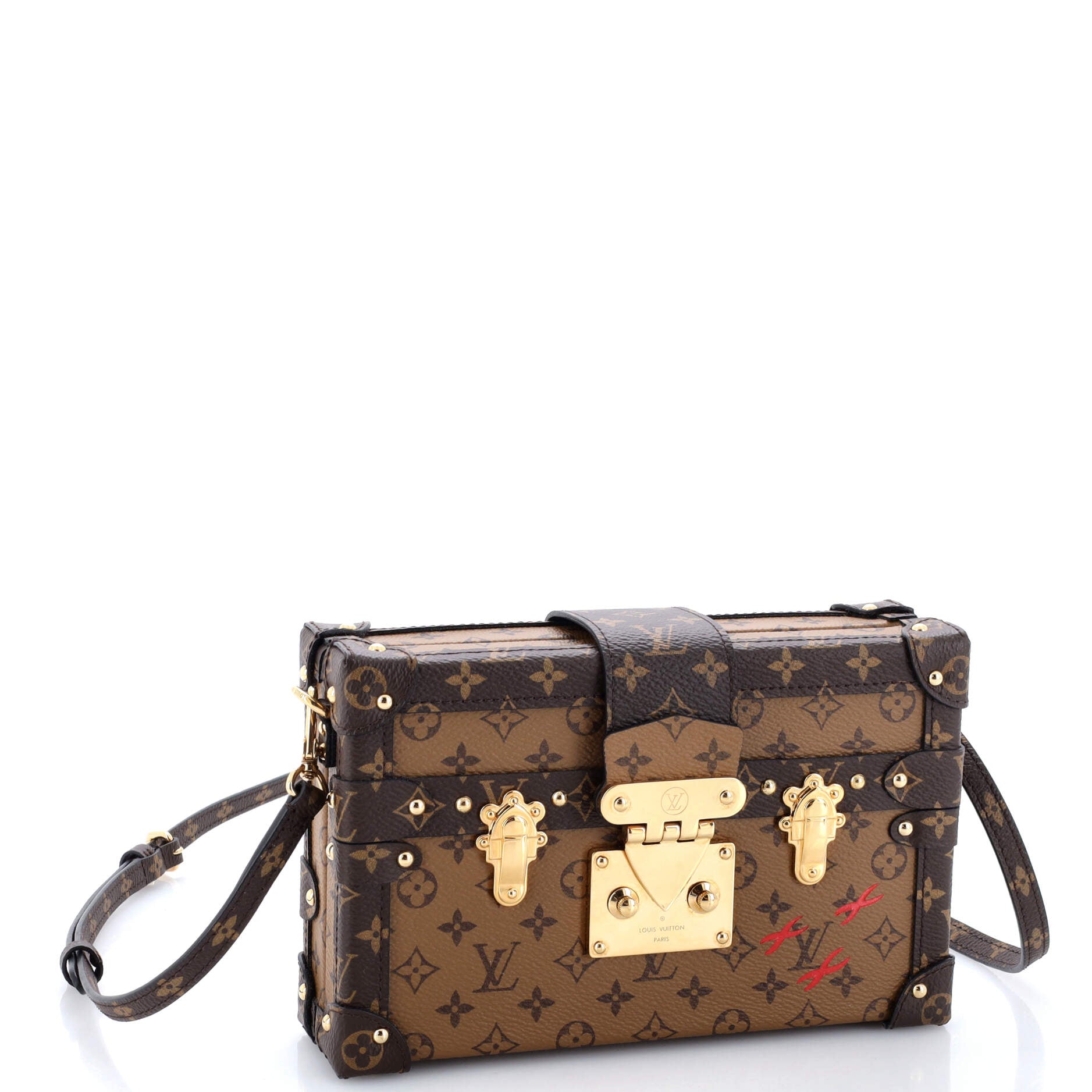Louis Vuitton Petite Malle Handbag Reverse Canvas Monogram Clutch Bag Canvas 2998484