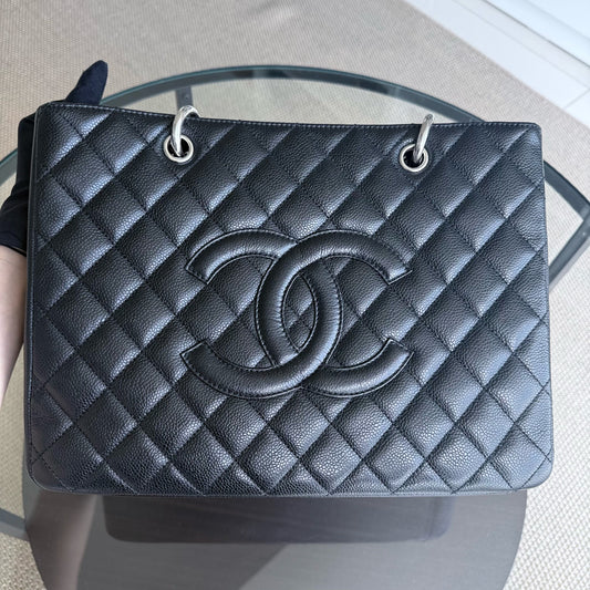 Chanel GST Grand Shopping Tote - Caviar Hardware Quilted Black Tote Bag Series 13
