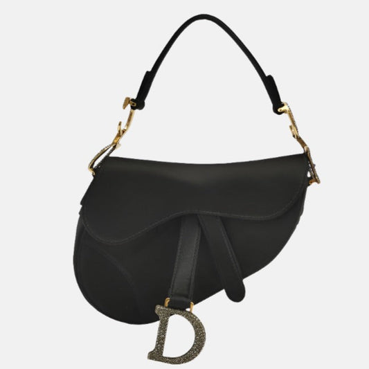 Dior Saddle Silk Handbag With Crystals Black Mini Travel Bag
