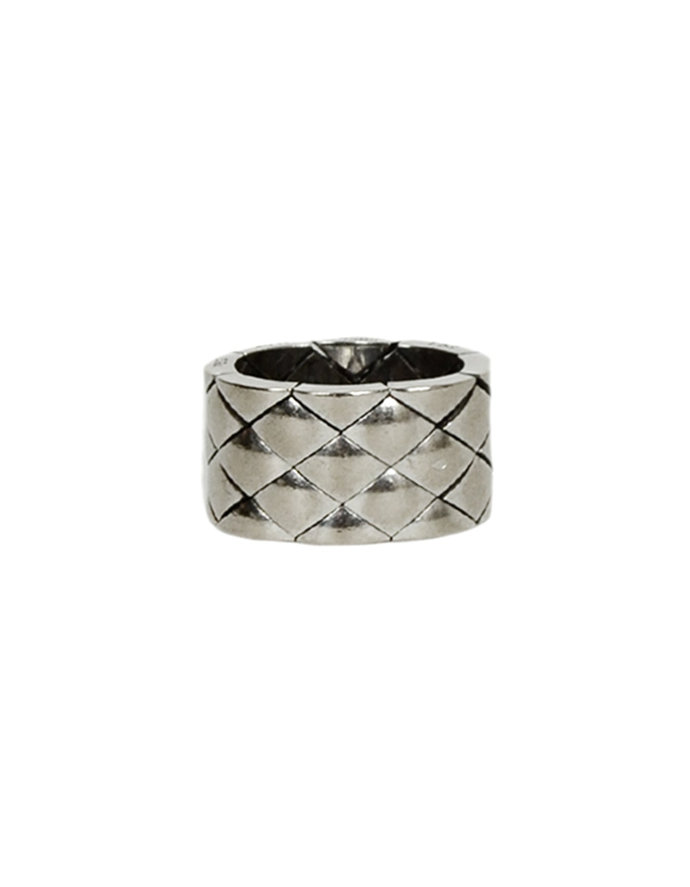 Chanel White Gold Coco Crush Matelasse Thick Band Ring 52/6