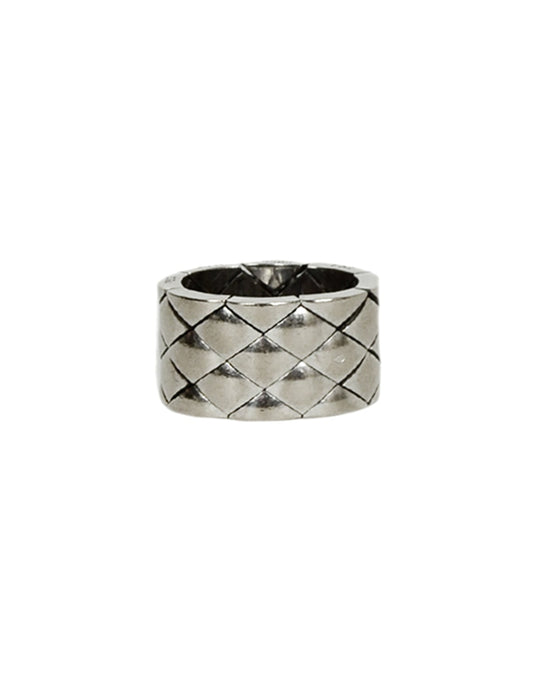 Chanel White Gold Coco Crush Matelasse Thick Band Ring 52/6