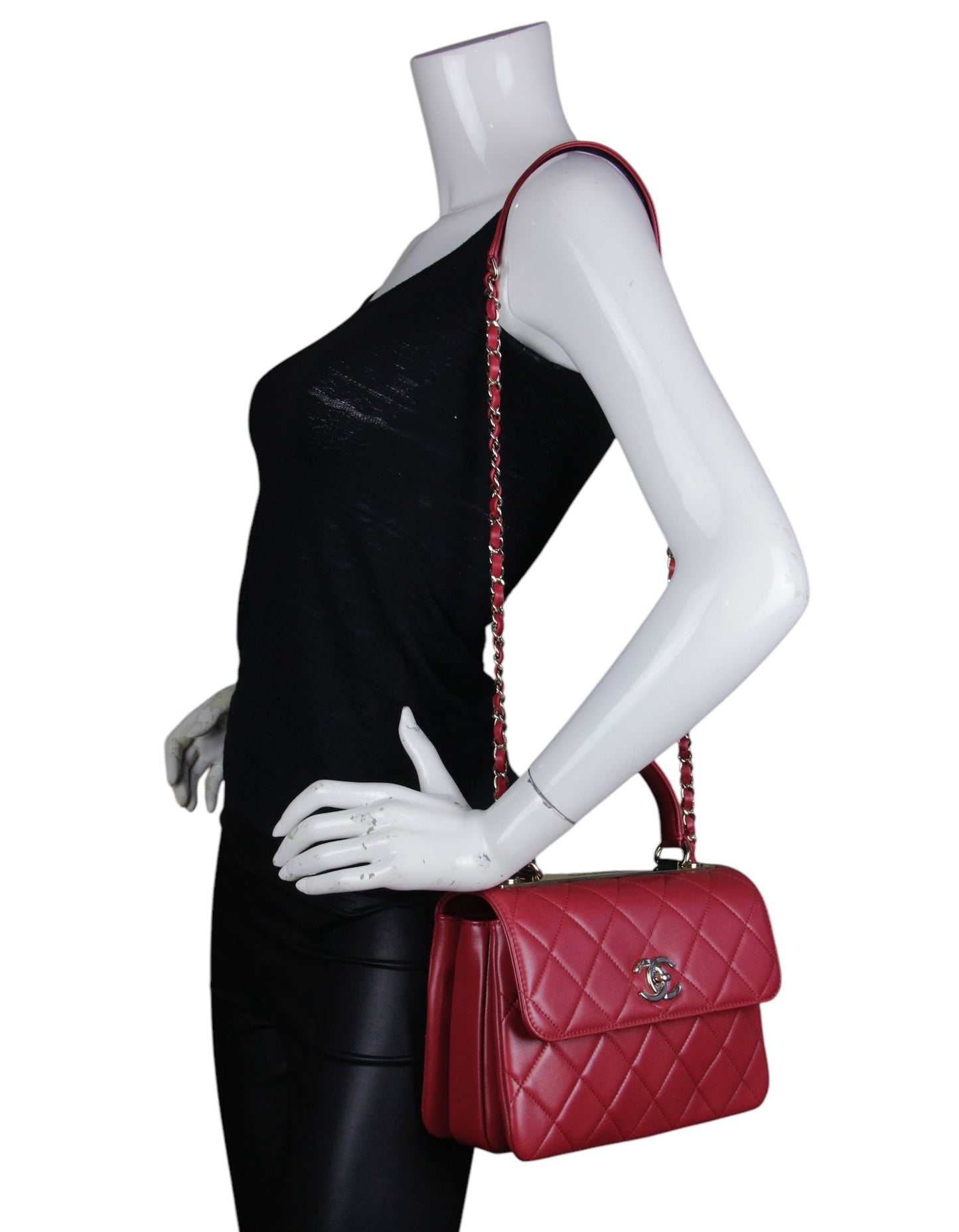 Chanel 2024 Dark Red Small Trendy CC Dual Handle Flap Bag