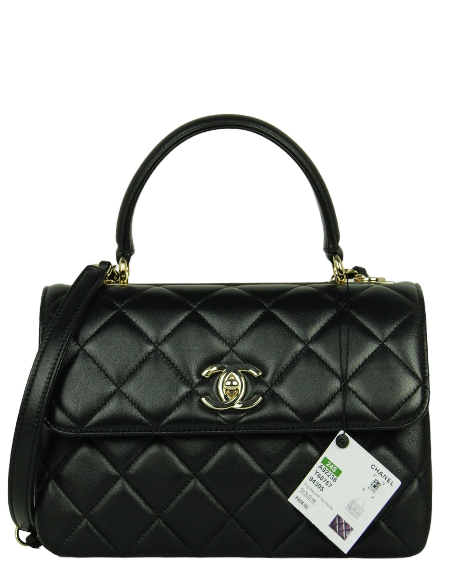 Chanel NWT 2024 Black Lambskin Quilted Trendy CC Bag