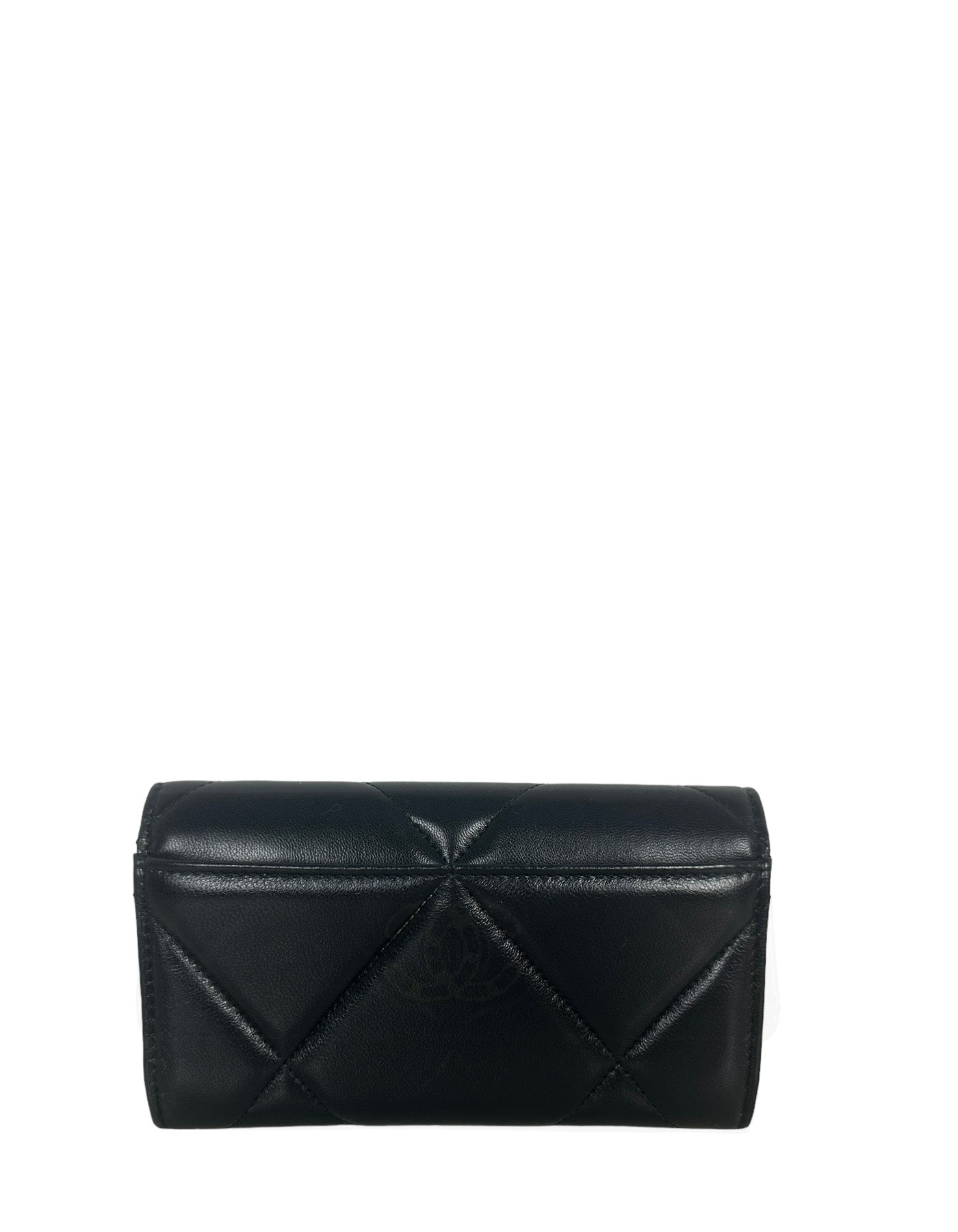 Chanel '23 NEW Black Lambskin Leather Quilted 19 Flap Wallet