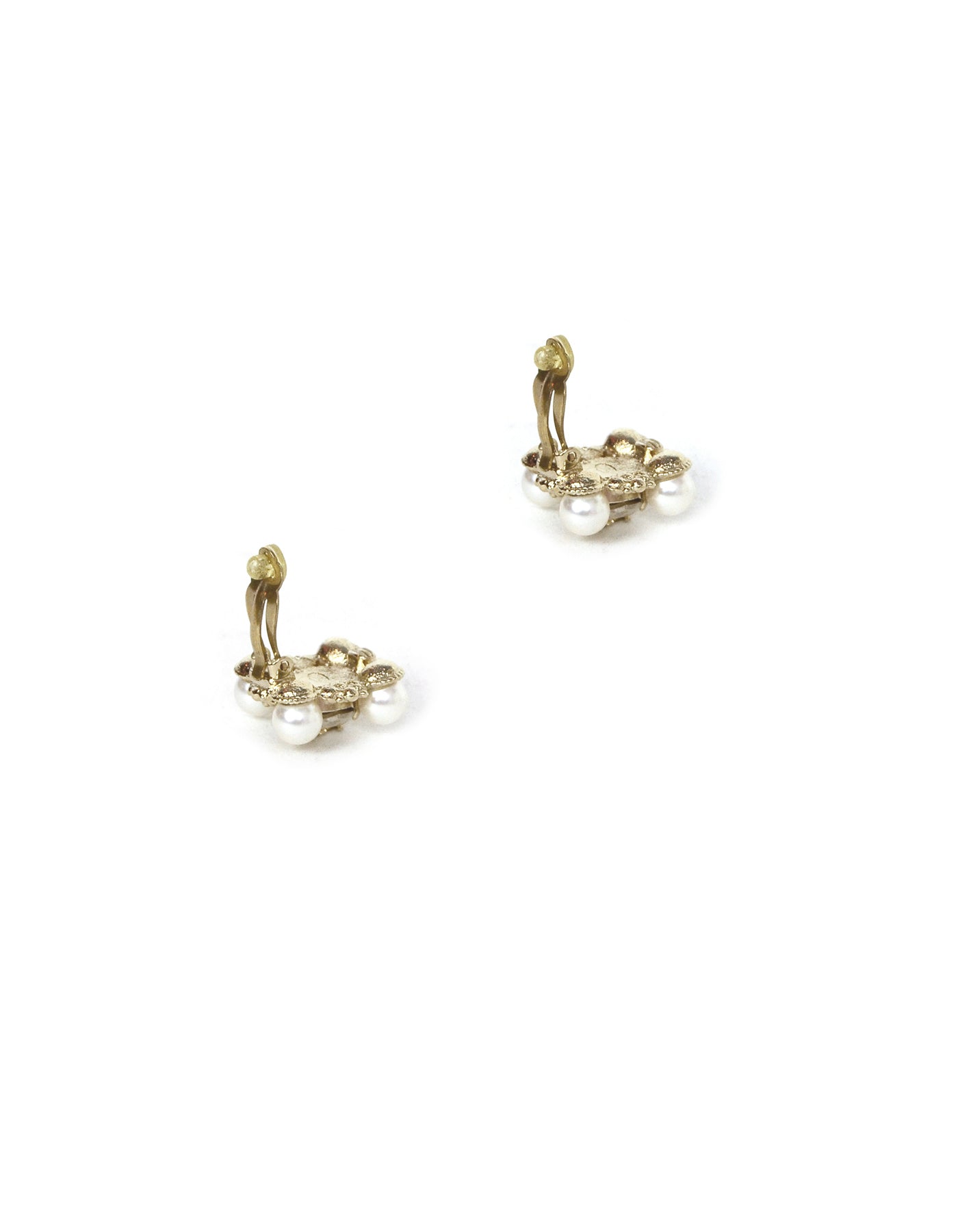 Chanel Pearl and Crystal CC Clip-on Earrings Jewelry