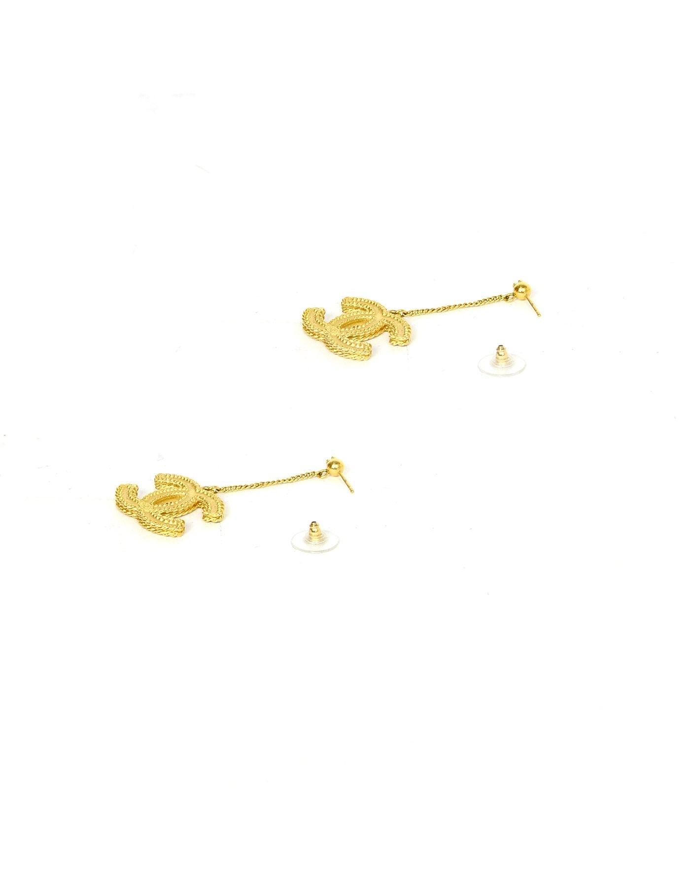 Chanel Goldtone CC Drop Earrings Jewelry