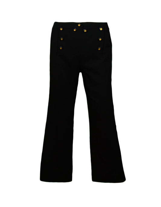 Chanel Black Wool Sailor Pants w/ 9 CC Buttons sz 34
