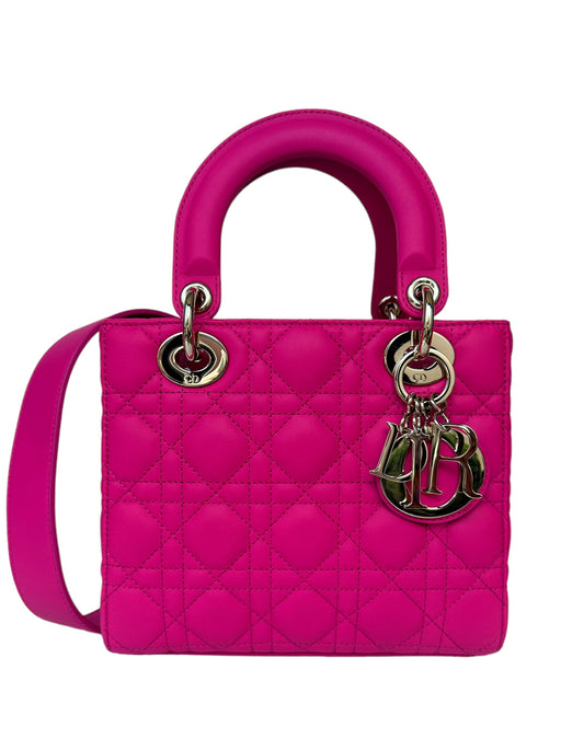 Dior Handbag Christian Rani Cannage My ABC Lady Bag Leather Quilted Pink Crossbody Bag