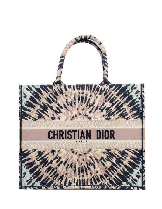 Dior Handbag Christian Tie Dye Book Tote Bag Canvas Beige Embroidered