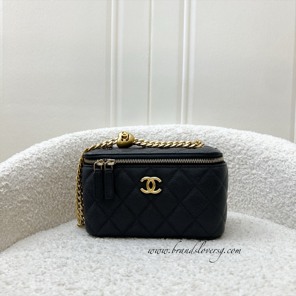Chanel Heart Adjustable Chain Vanity in Black Caviar and AGHW