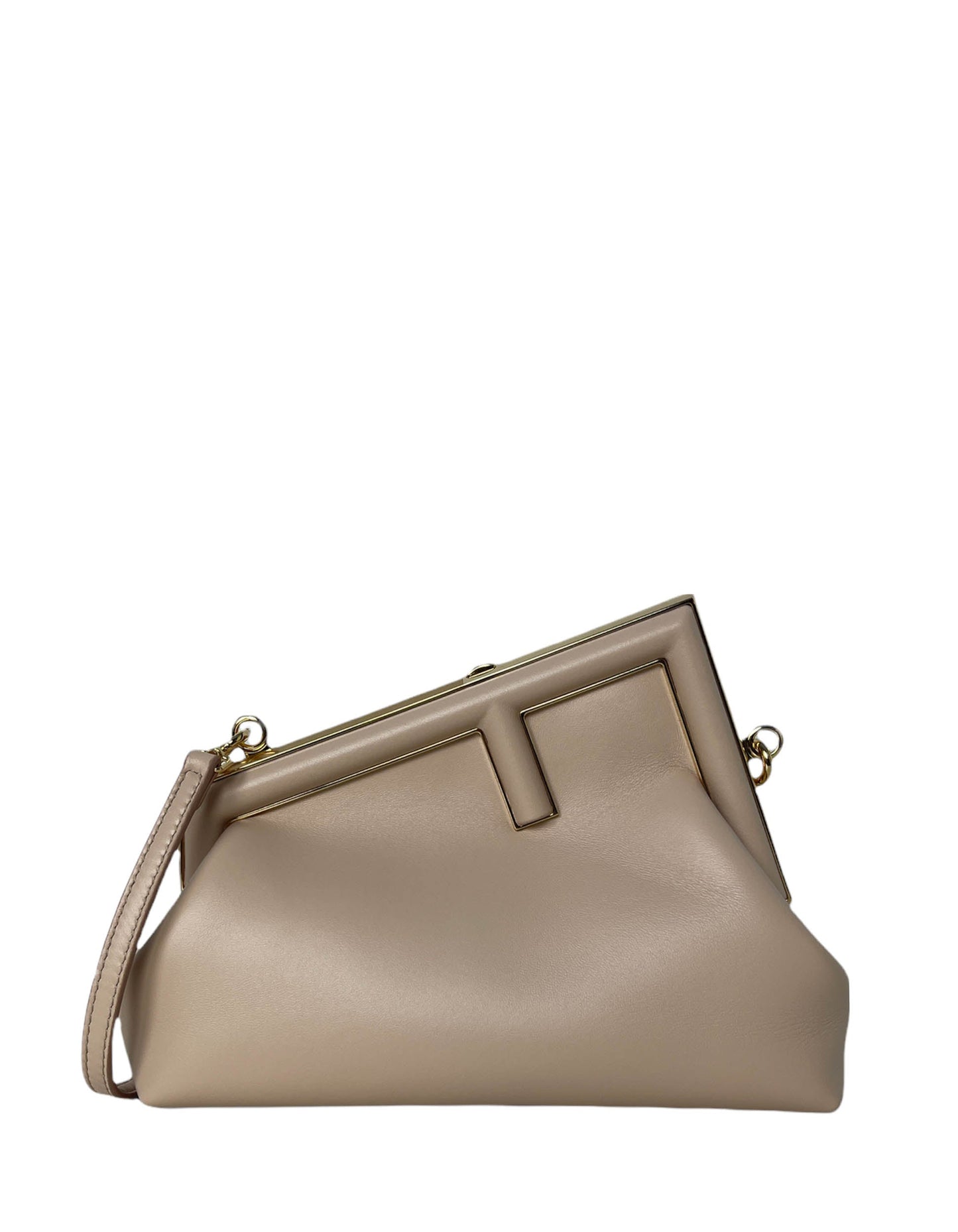 Fendi Handbag Poudre First Crossbody Clutch Bag Leather Lambskin Beige