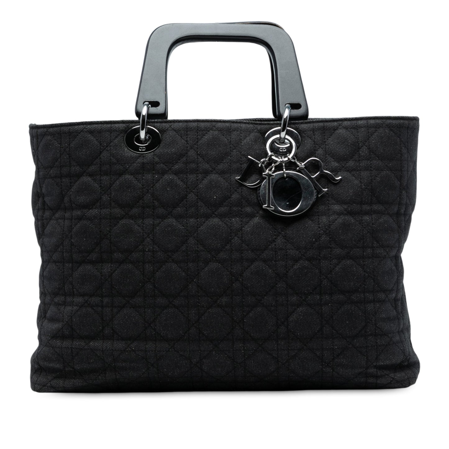 Dior Handbag Extra Cannage Lady Satchel Denim Black Large Satchel Bag