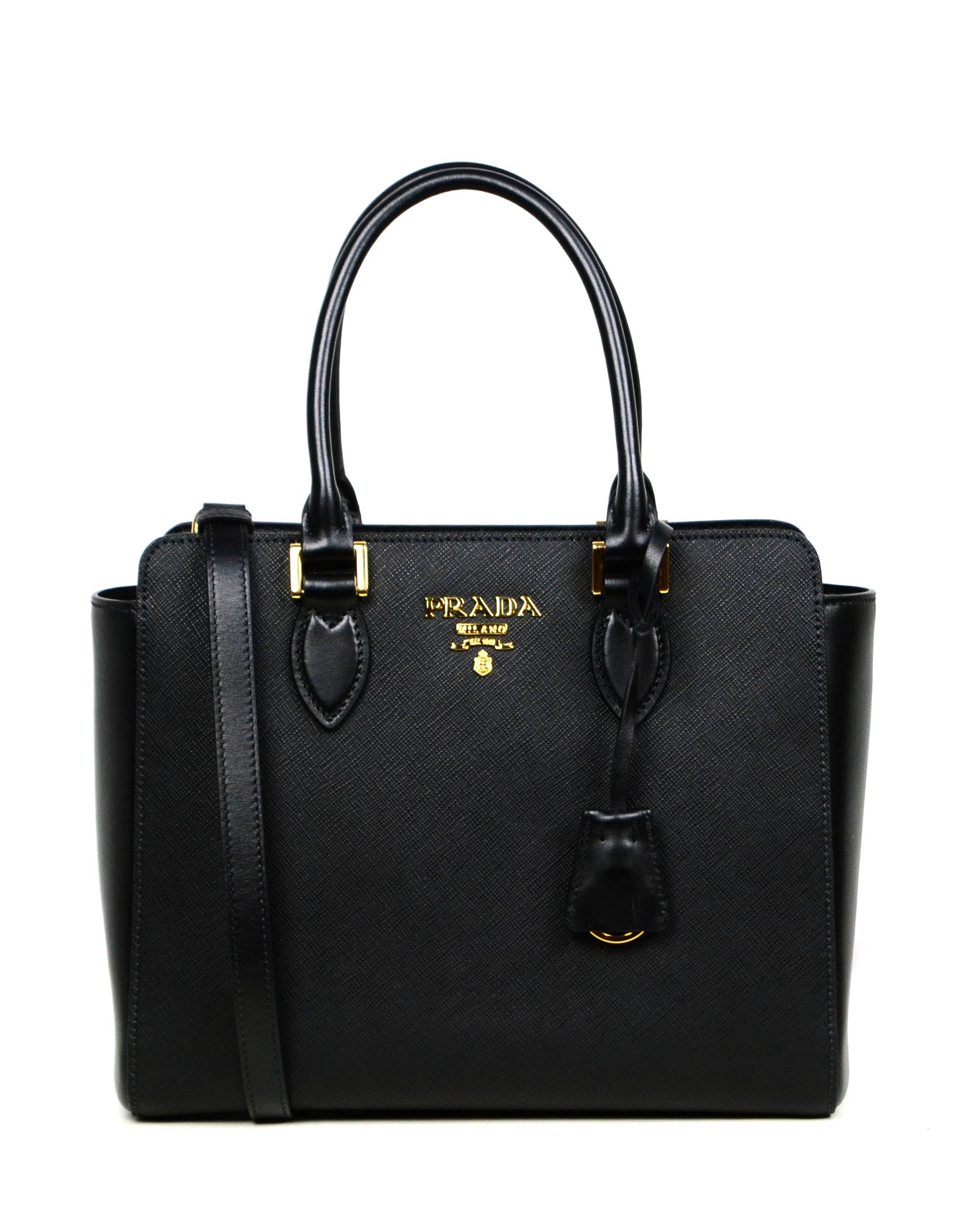 Prada Handbag Crossbody Bag Leather Saffiano Black