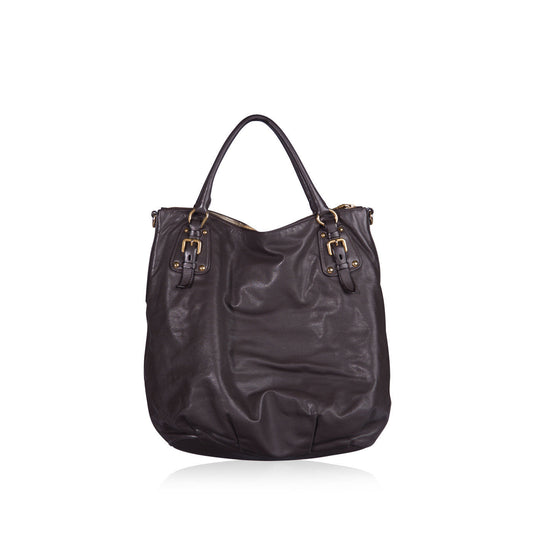 Prada Bruciato Cervo Bauletto Shoulder Bag Leather