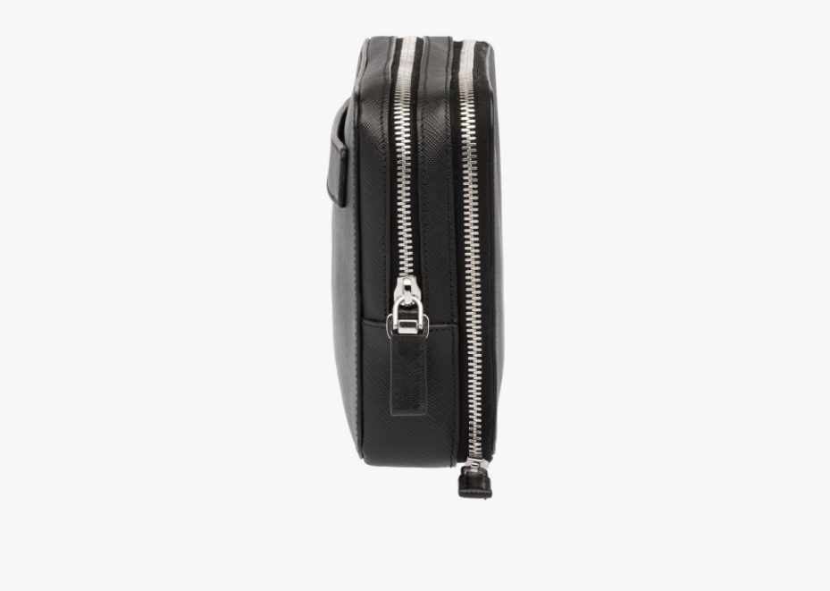 Prada Men Bag Leather Saffiano Black Travel Bag