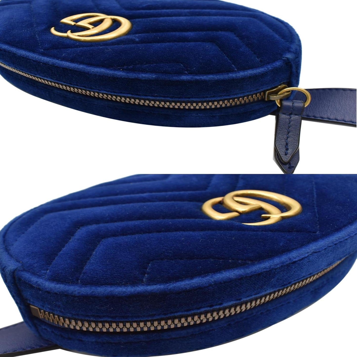 Gucci Marmont Velvet Belt Bag Matelasse Blue Accessory