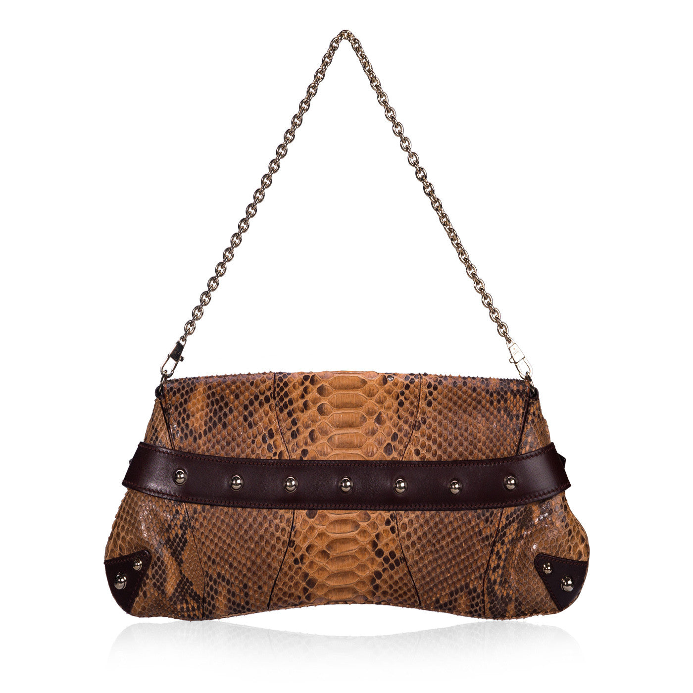 Gucci Python Bamboo Horsebit Shoulder Bag