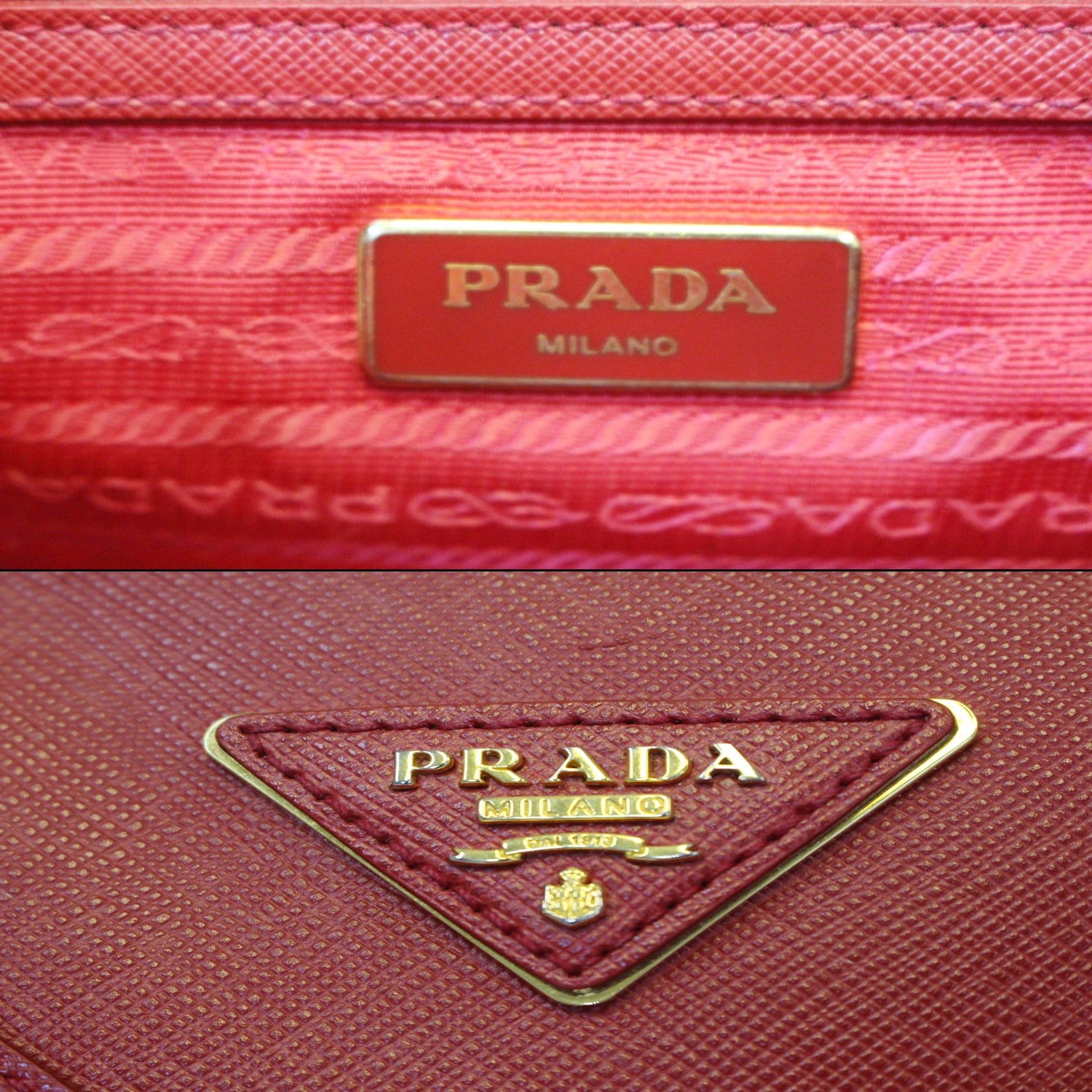 Prada Lux Boston Handbag Leather Saffiano Red Shoulder Bag