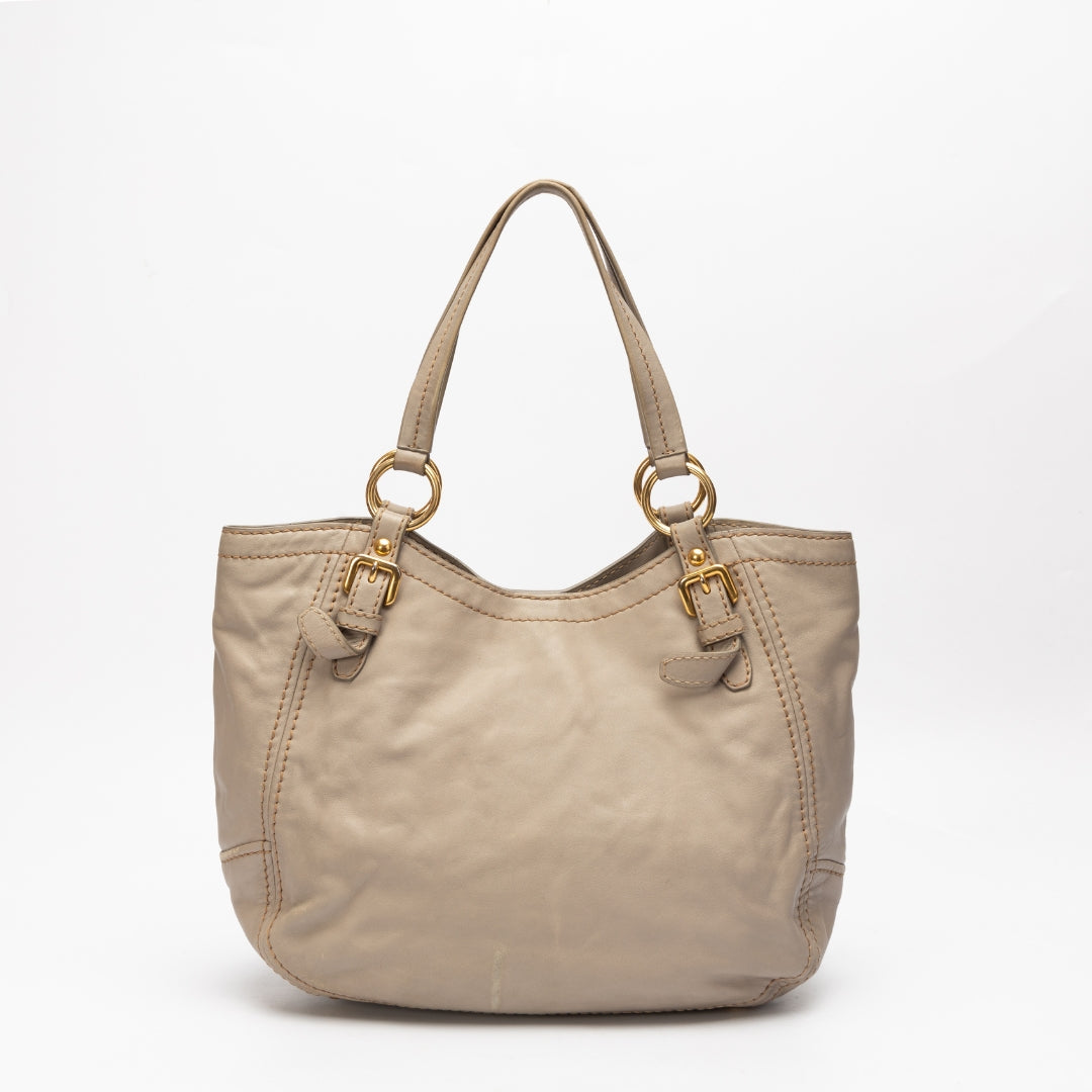 Prada Grey Shoulder Bag Leather Gray
