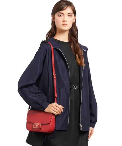 Prada Emblème Bag Leather Saffiano Red Travel Bag