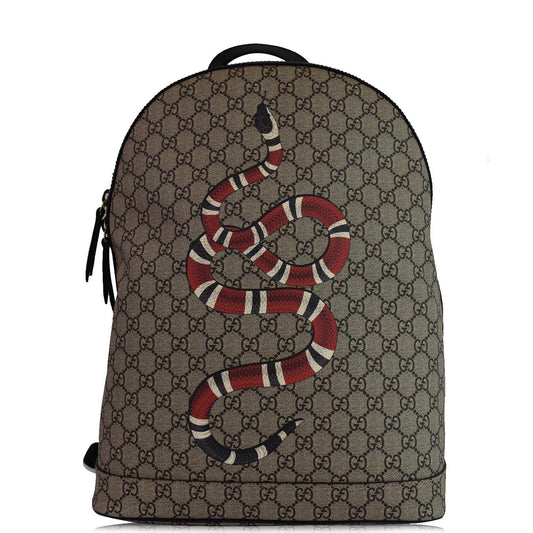 Gucci Kingsnake Print Supreme Backpack Bag Beige