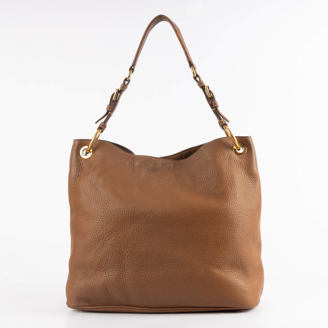 Prada Diano Hobo Bag Leather Brown Shoulder Bag