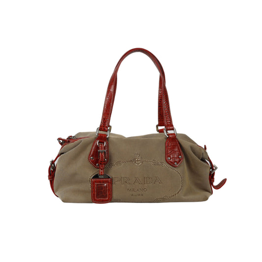 Prada Jacquard Bowling Handbag Travel Bag