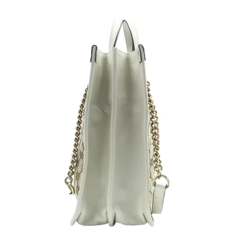 Gucci Horsebit Supreme Tote Bag Canvas White Shoulder Bag
