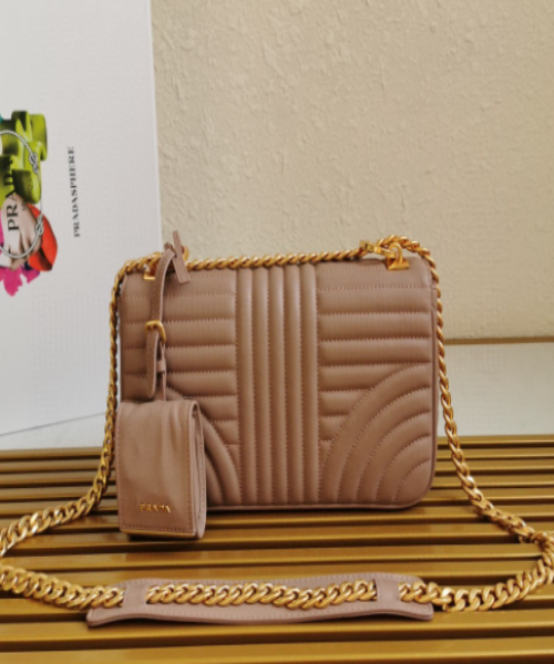 Prada Diagramme Bag Magnolia Leather Medium Travel Bag