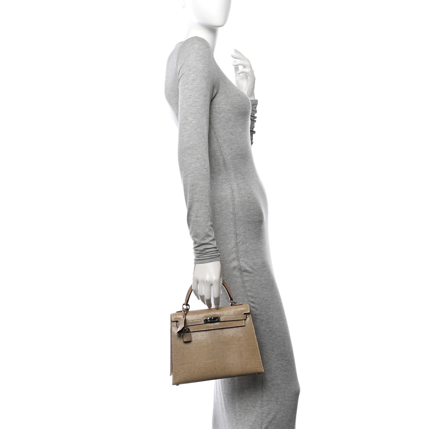 Hermes Lizard Niloticus Kelly Sellier Ficelle Handbag Travel Bag