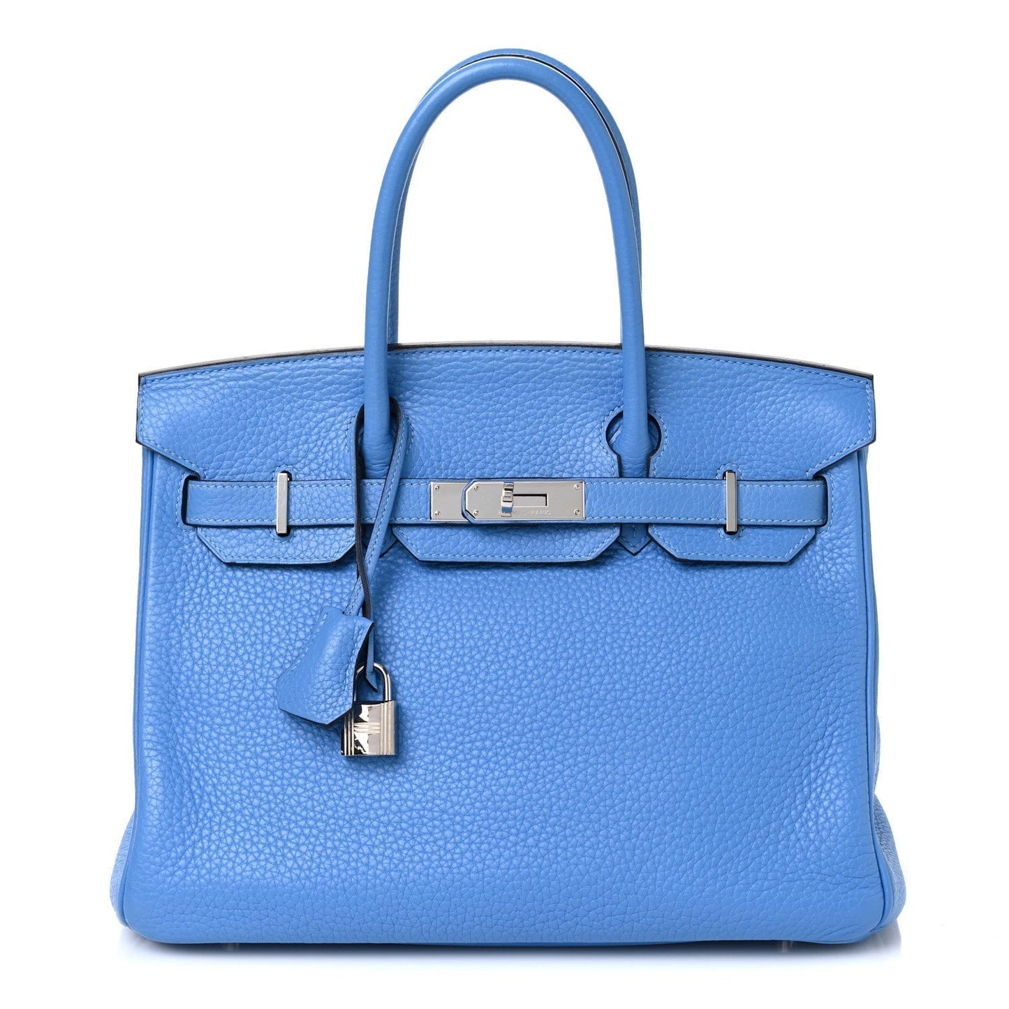 Hermes Taurillon Clemence Birkin Bleu Paradis Handbag Travel Bag