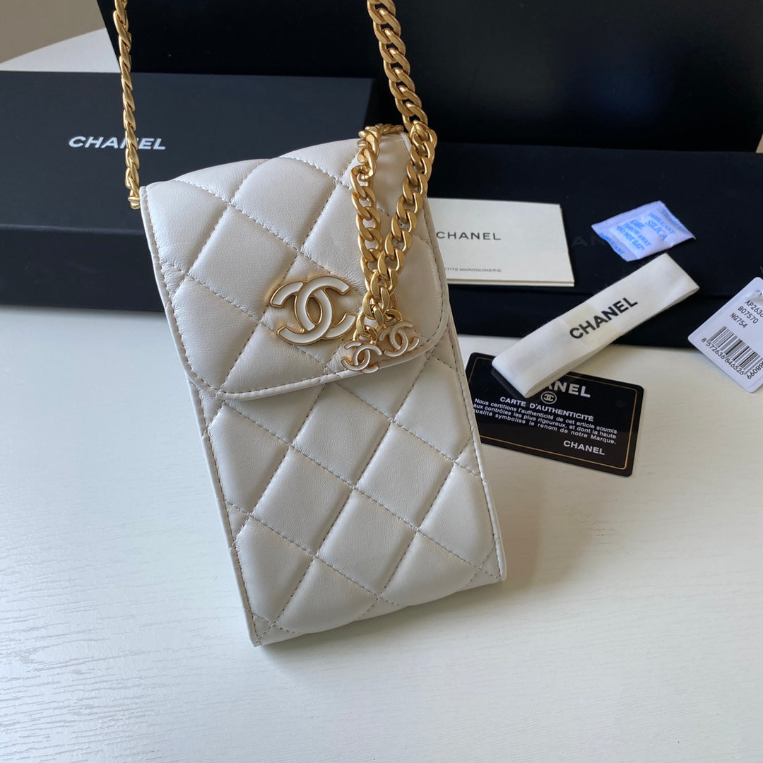 CHLPhone Holder 15cm 6in White Handbag
