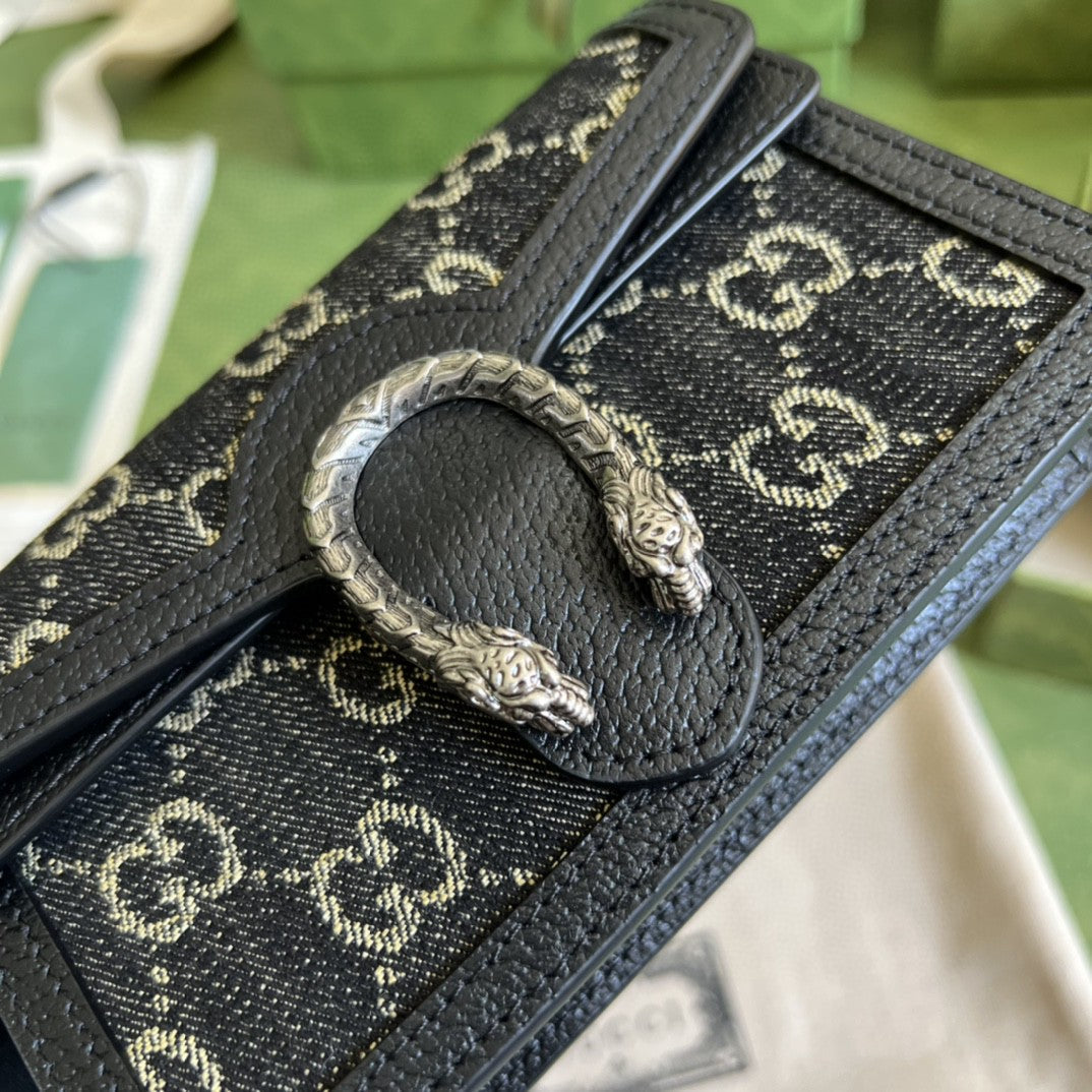 Dionysus gg Super Ivory gg Denim Black Mini Bag