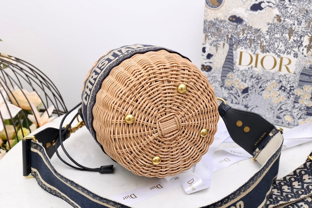 Metop Qualityum Lady Natural Wicker Blue Travel Bag