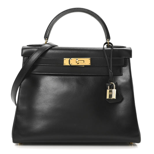 Hermes Box Kelly Retourne Handbag Black Travel Bag 28 Black 1747409