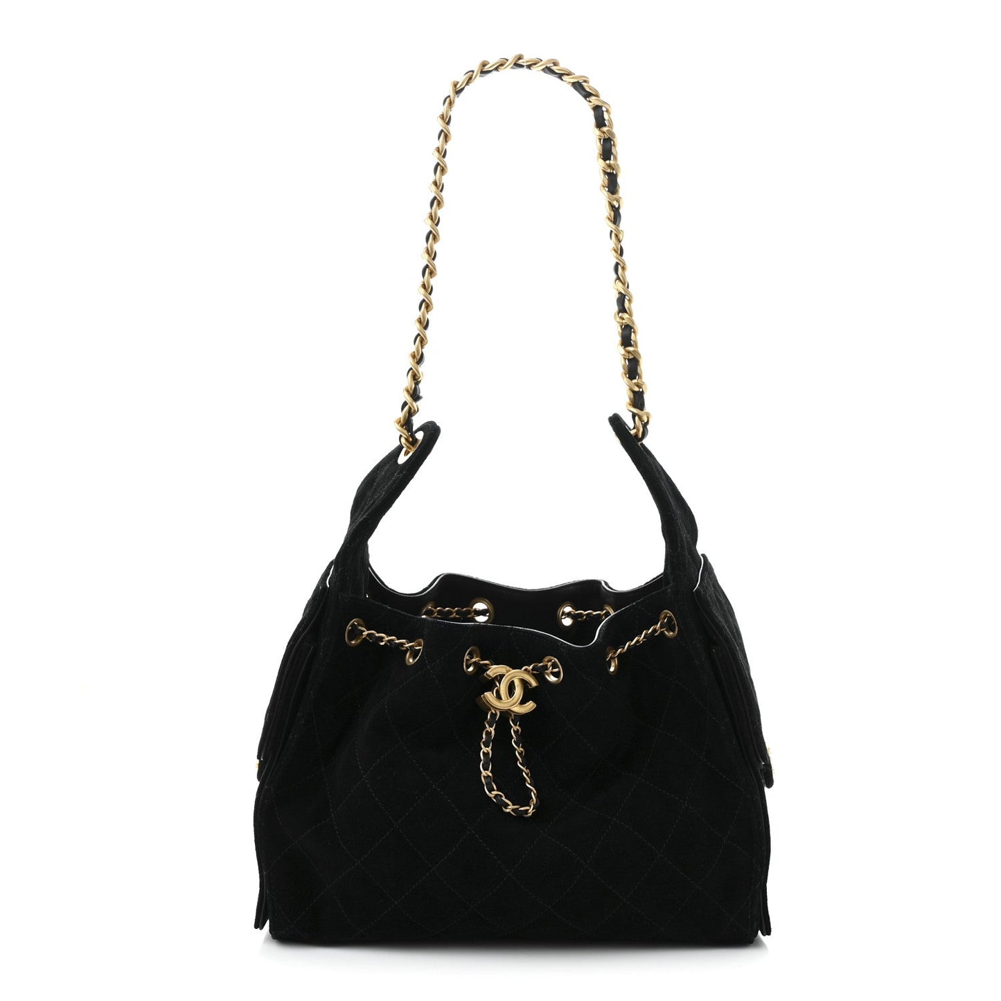 Suede Quilted Small 25 Handbag Black Modern