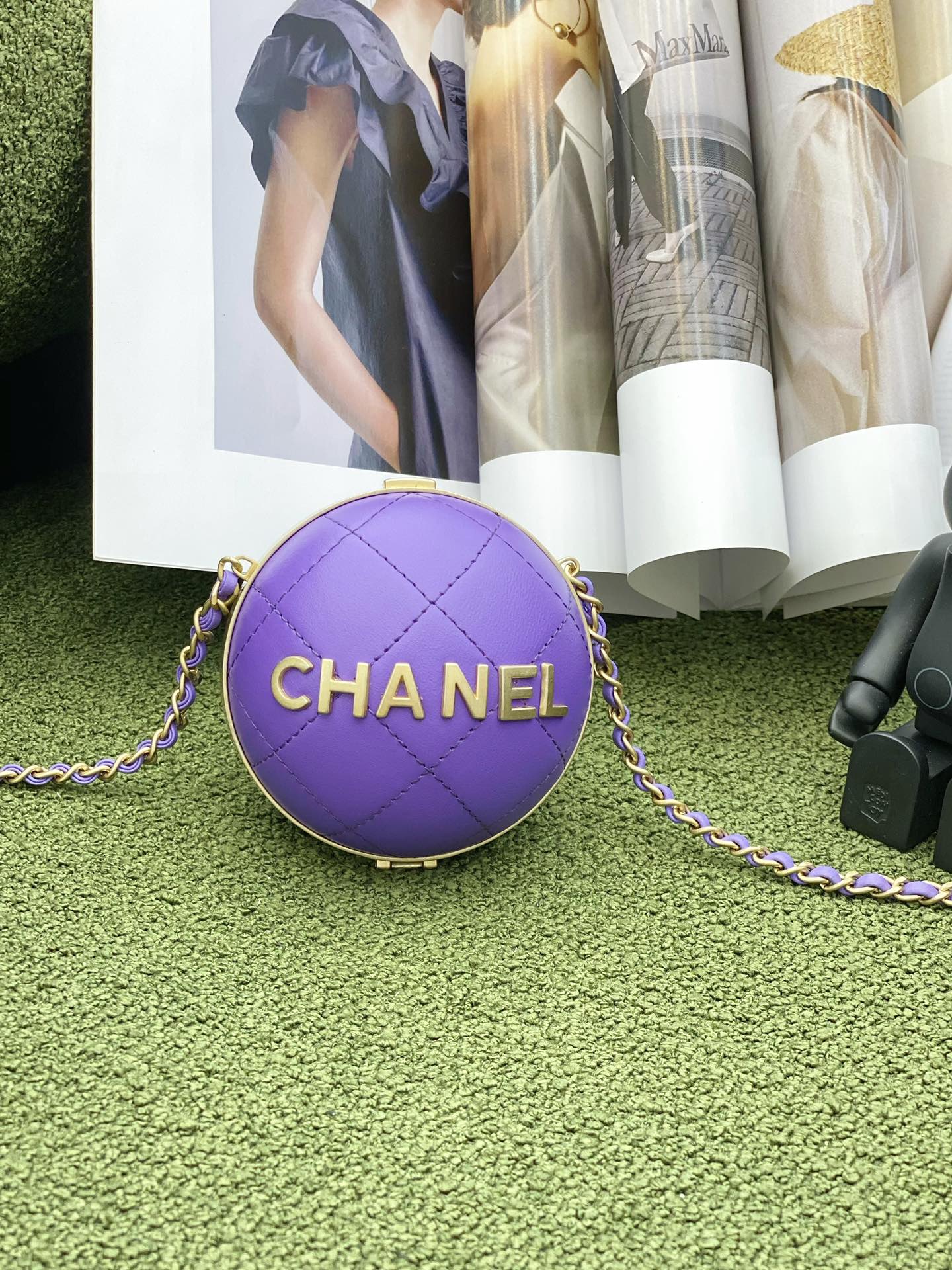 CHL Ball Purple 23.5cm 95in Gold Chain Handbag